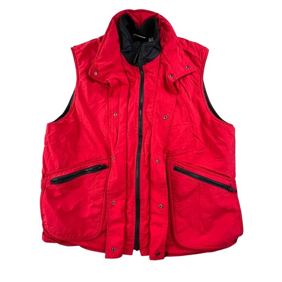 Gap GP Men Large Red Full Zip Snap Quilted Tech Nylon Vest 133118 Golf Puffer - Picture 1 of 15